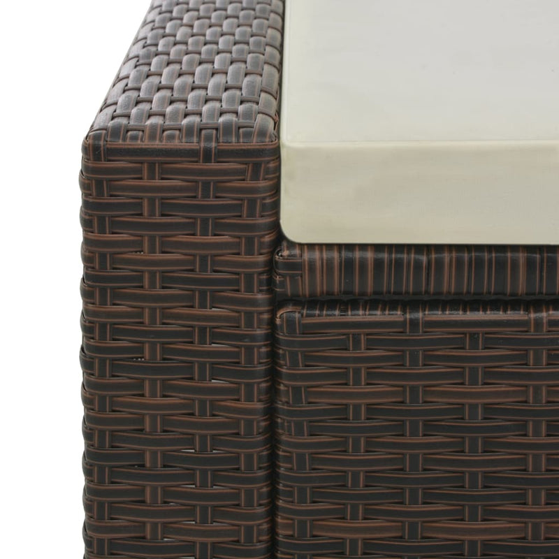 vidaXL barna kétszemélyes polyrattan napozóágy