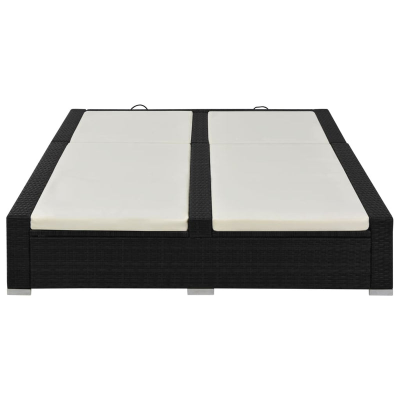 vidaXL fekete kétszemélyes polyrattan napozóágy