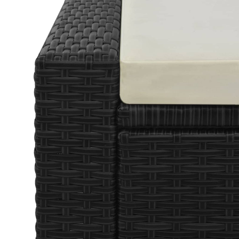 vidaXL fekete kétszemélyes polyrattan napozóágy