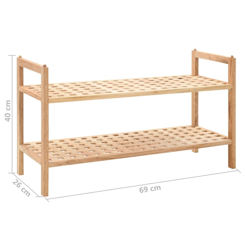 vidaXL tömör diófa cipőtartó 69 x 26 x 40 cm