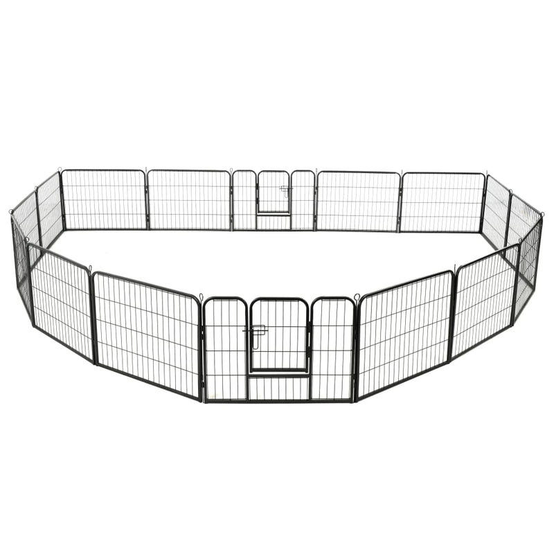 vidaXL fekete színű acél kutyakennel 16 panelből 60 x 80 cm