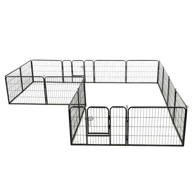 vidaXL fekete színű acél kutyakennel 16 panelből 60 x 80 cm