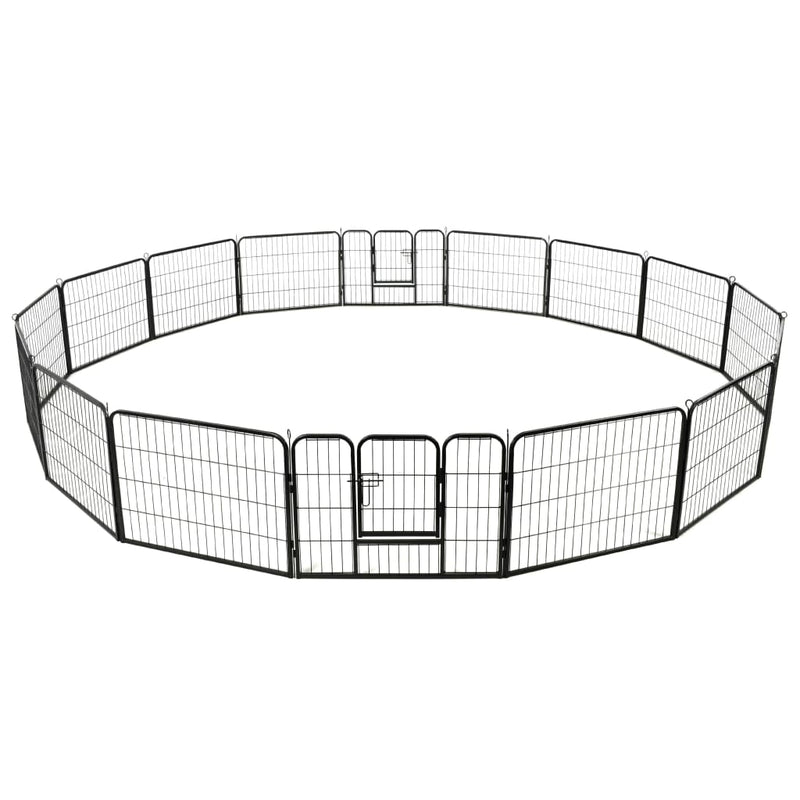 vidaXL fekete színű acél kutyakennel 16 panelből 60 x 80 cm