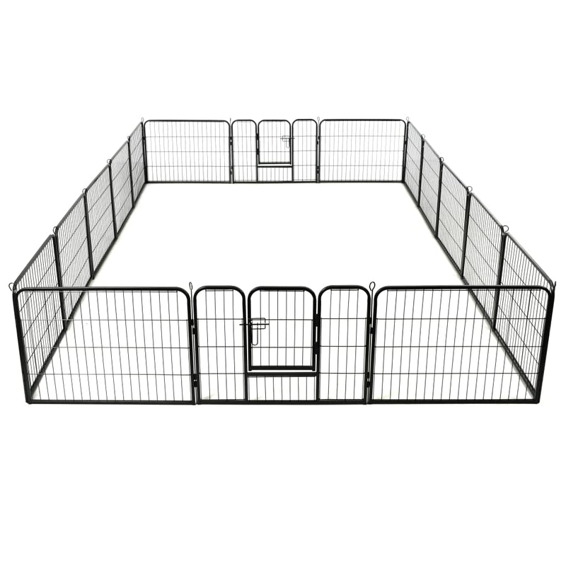 vidaXL fekete színű acél kutyakennel 16 panelből 60 x 80 cm