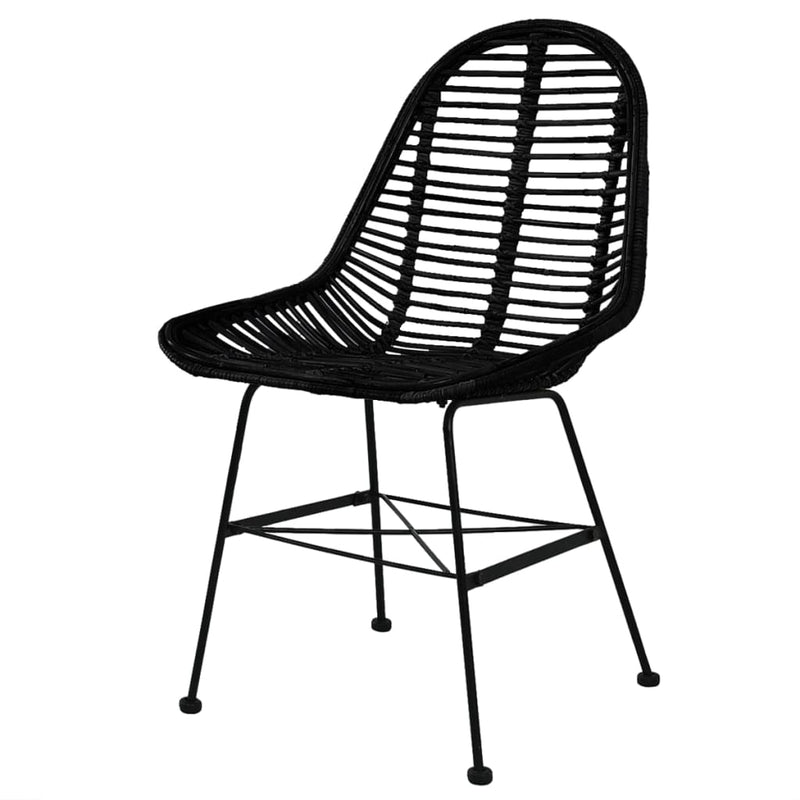 vidaXL 6 db fekete természetes rattan étkezőszék