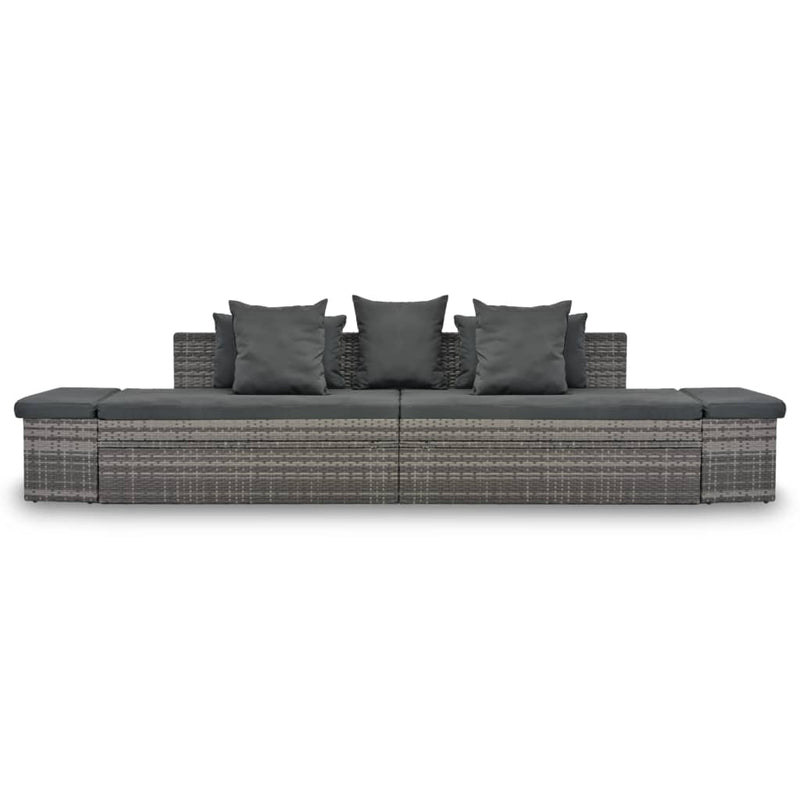 vidaXL 4-részes szürke polyrattan kerti bútorszett párnákkal