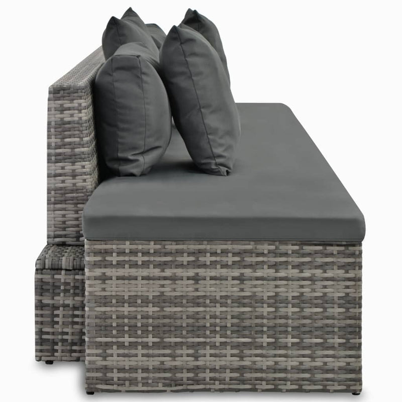 vidaXL 4-részes szürke polyrattan kerti bútorszett párnákkal