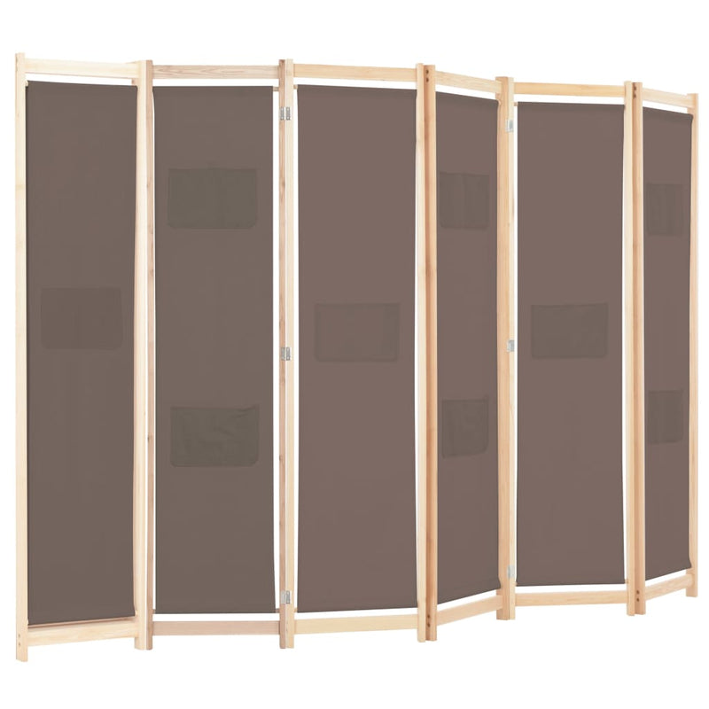 vidaXL barna 6-paneles szövetparaván 240 x 170 x 4 cm