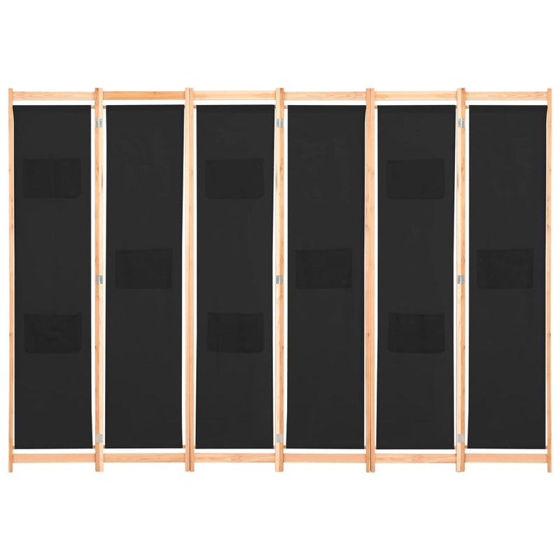 vidaXL fekete 6-paneles szövetparaván 240 x 170 x 4 cm