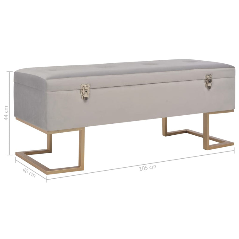 vidaXL szürke bársonypad tárolórekesszel 105 cm