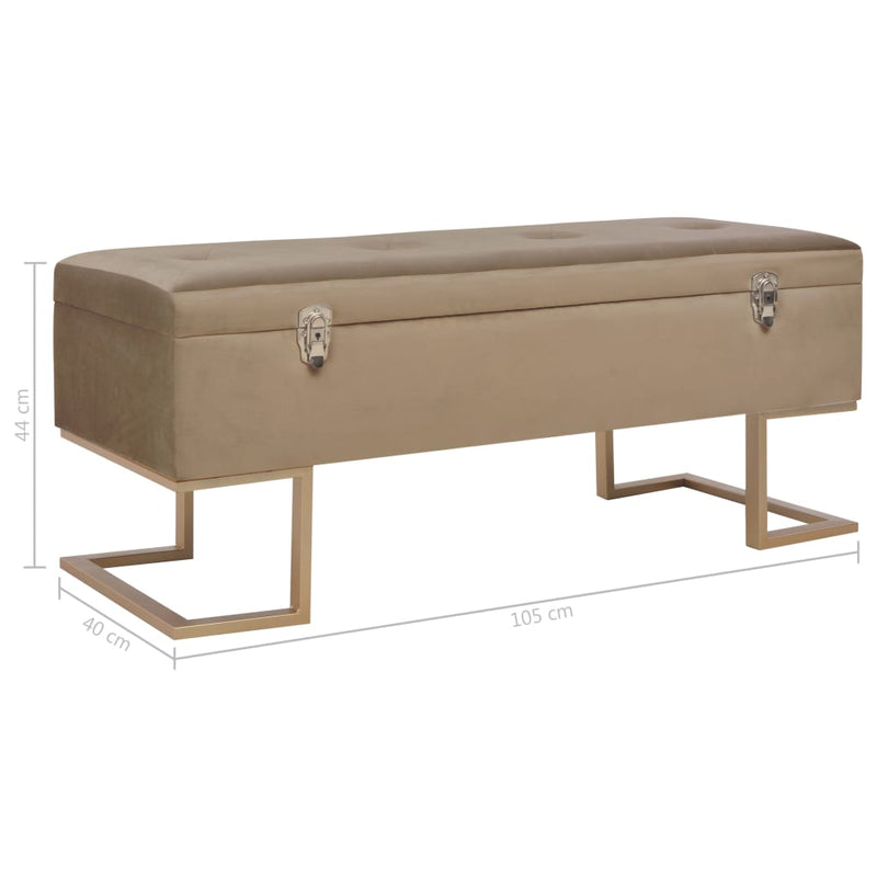 vidaXL bézs bársonypad tárolórekesszel 105 cm