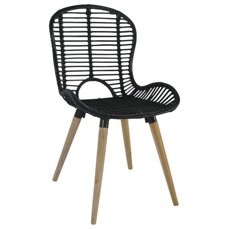 vidaXL 6 db fekete természetes rattan étkezőszék