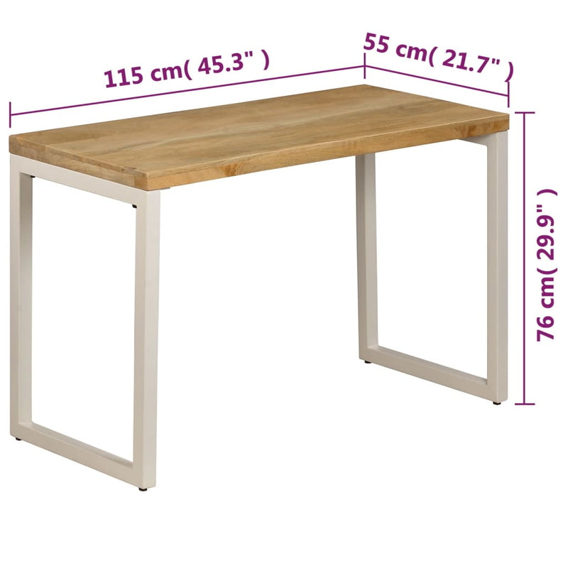 vidaXL tömör mangófa és acél étkezőasztal 115 x 55 x 76 cm