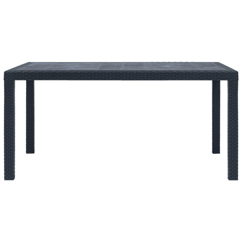 vidaXL antracit rattan hatású műanyag kerti asztal 150 x 90 x 72 cm