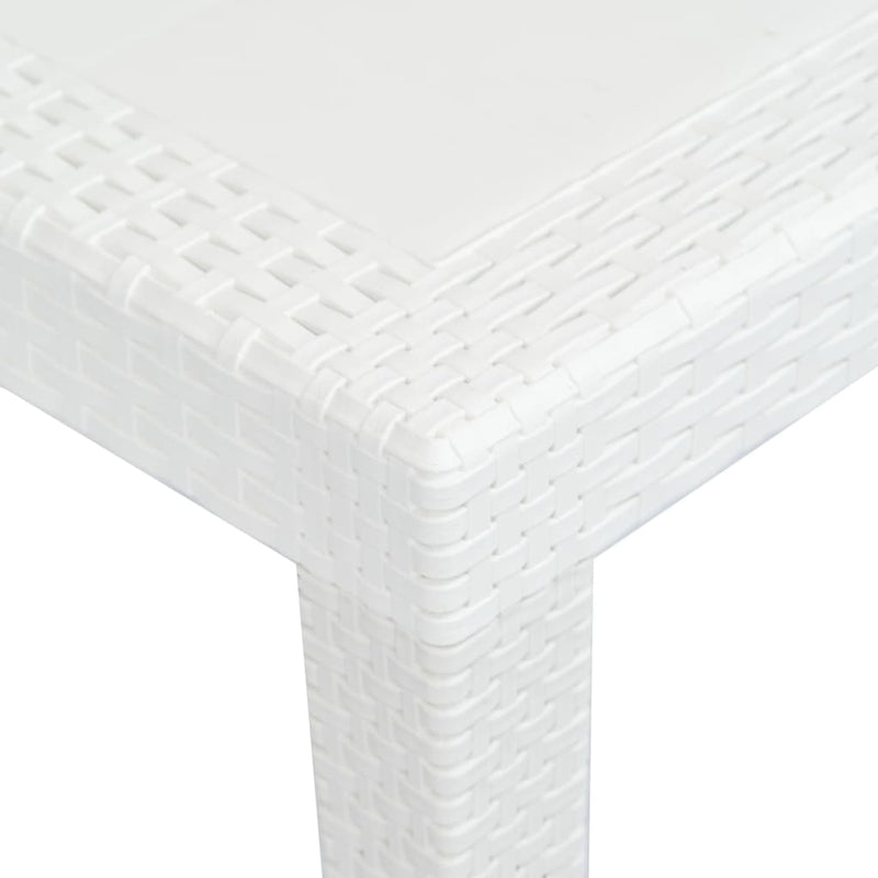 vidaXL fehér rattan hatású műanyag kerti asztal 220 x 90 x 72 cm