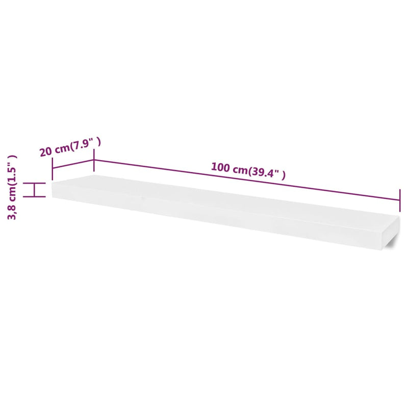 vidaXL 4 db fehér fali polc 100 cm