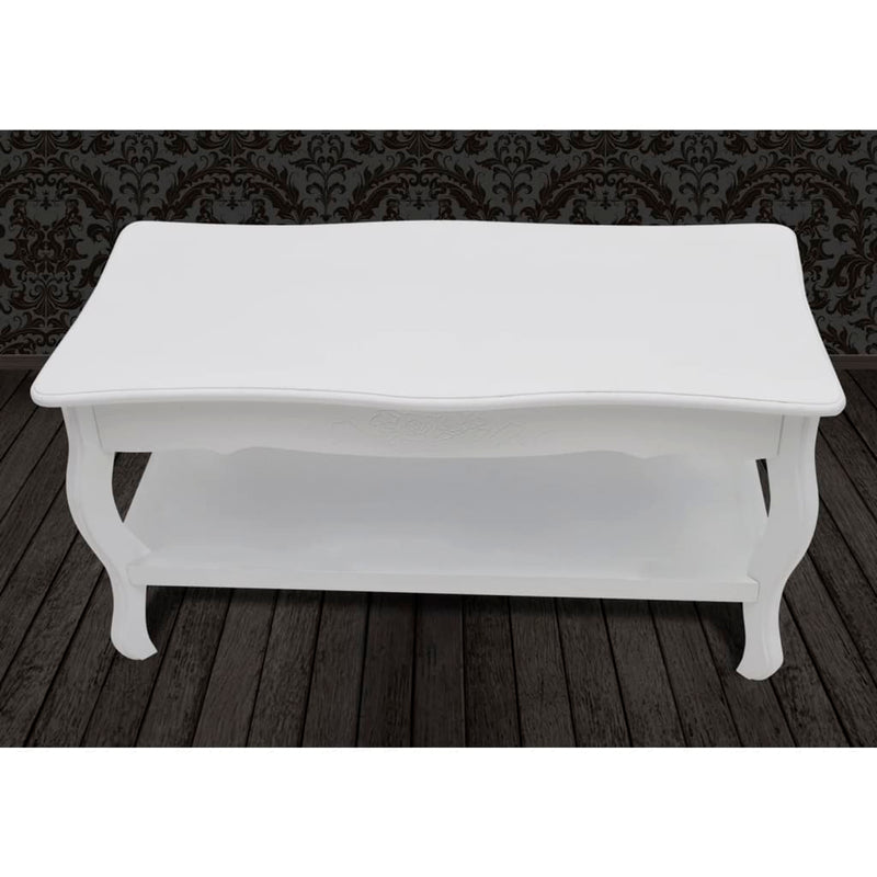 vidaXL 2 szintes fehér MDF dohányzóasztal