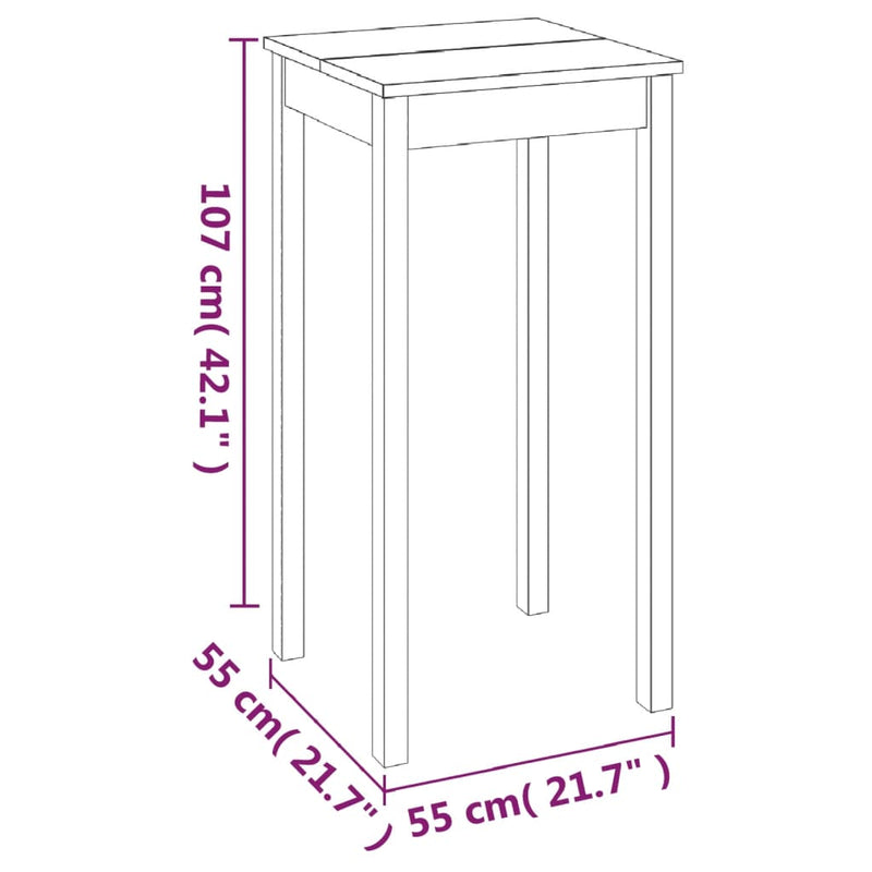 vidaXL fekete MDF bárasztal 55 x 55 x 107 cm