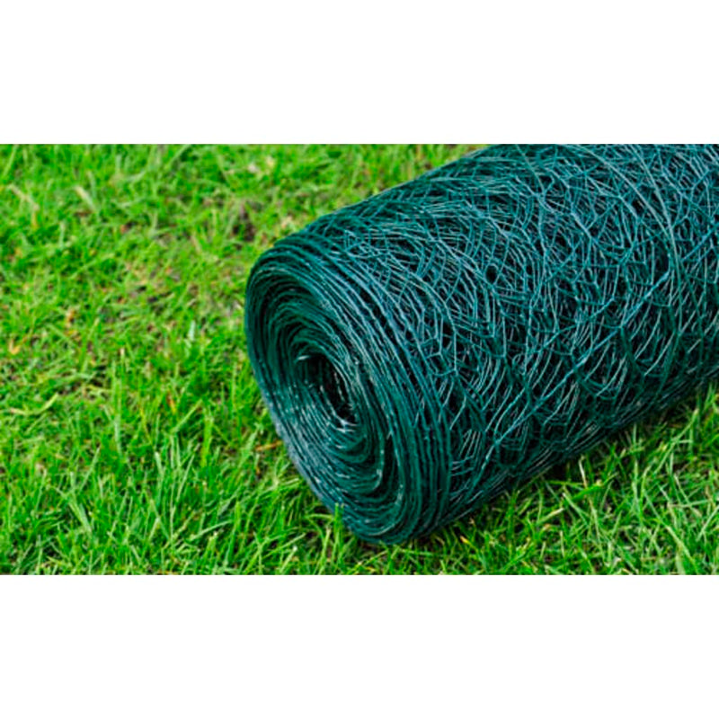 vidaXL zöld PVC-bevonatú csirkeháló drótkerítés 25 x 0,5 m