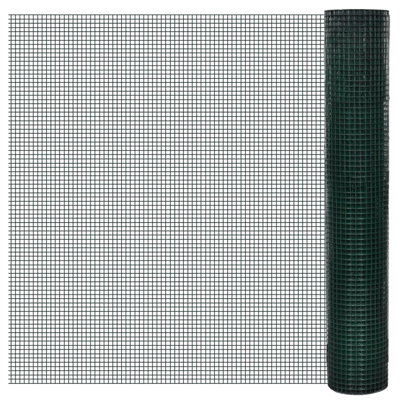 vidaXL zöld horganyzott csirkeháló drótkerítés PVC bevonattal 10 x 1 m