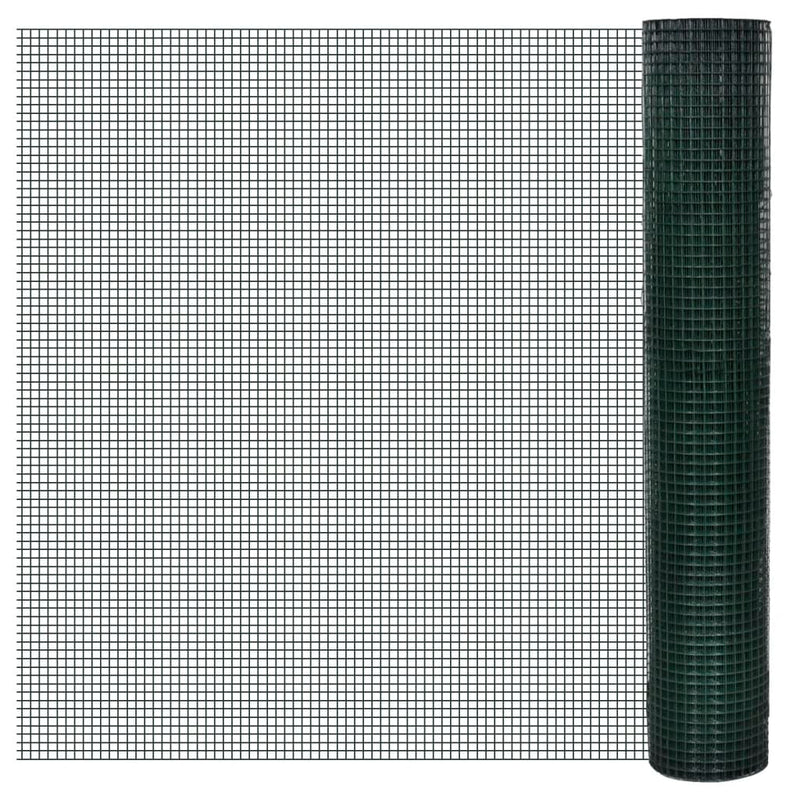 vidaXL zöld horganyzott csirkeháló drótkerítés PVC bevonattal 10 x 1 m