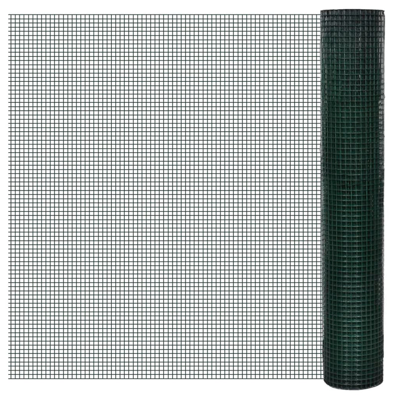 vidaXL zöld horganyzott csirkeháló drótkerítés PVC bevonattal 25 x 1 m