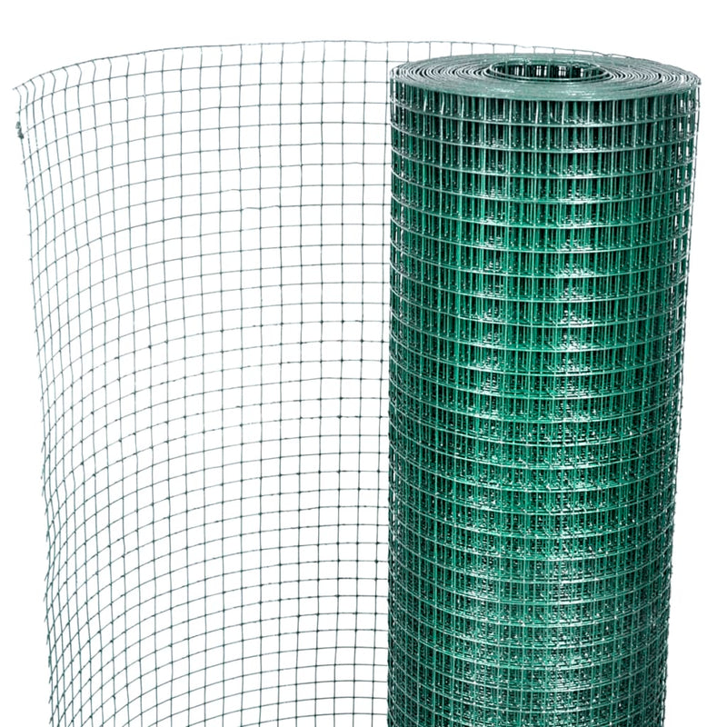 vidaXL zöld horganyzott csirkeháló drótkerítés PVC bevonattal 25 x 1 m