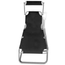 vidaXL fekete acél és szövet összecsukható napozóágy napellenzővel