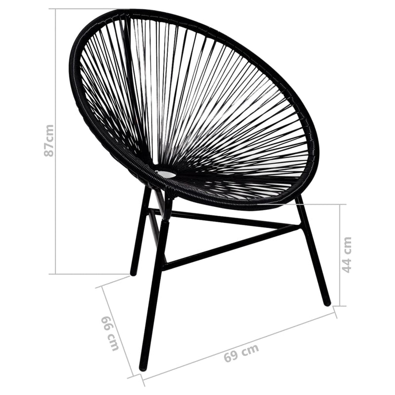 vidaXL fekete polyrattan kerti kagylószék