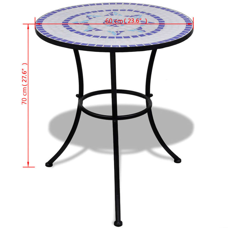 vidaXL kék és fehér mozaik bisztró asztal 60 cm