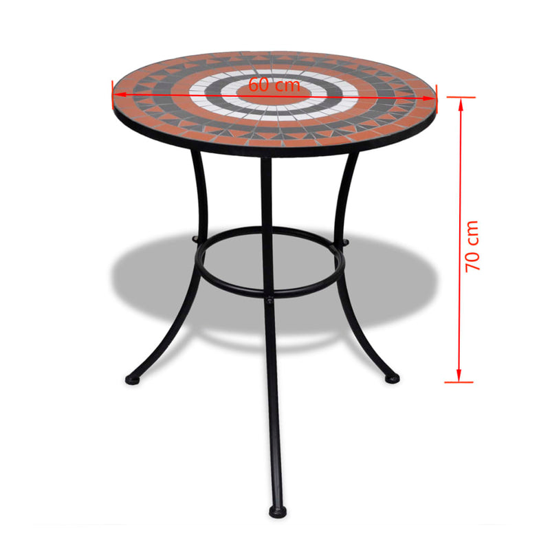 vidaXL terrakotta és fehér mozaik bisztró asztal 60 cm