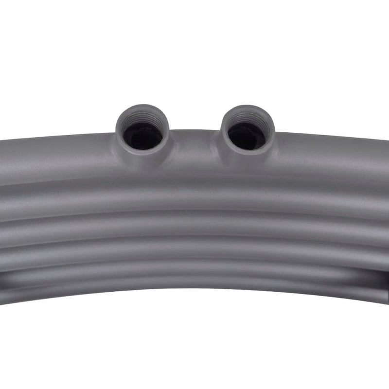 Szürke fürdőszobai íves törölközőtartó központi fűtéssel 480x480 mm