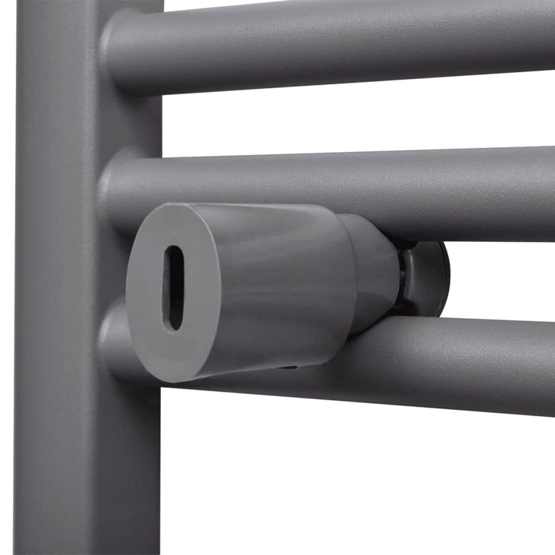 Szürke fürdőszobai íves törölközőtartó központi fűtéssel 480x480 mm