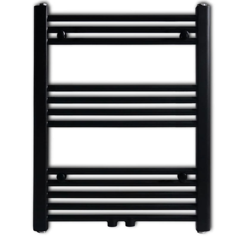 Fekete fürdőszobai egyenes törölközőtartó központi fűtéssel 600x764 mm