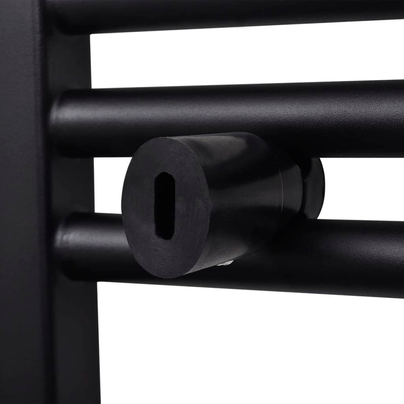 Fekete fürdőszobai egyenes törölközőtartó központi fűtéssel 600x764 mm
