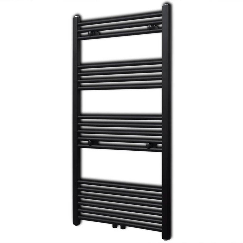 Fekete fürdőszobai egyenes törölközőtartó központi fűtéssel 600x1160mm