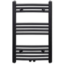 Fekete fürdőszobai íves törölközőtartó központi fűtéssel 500x764 mm