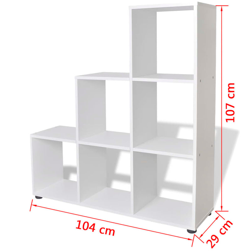 vidaXL fehér lépcső könyvespolc/vitrines polc 107 cm