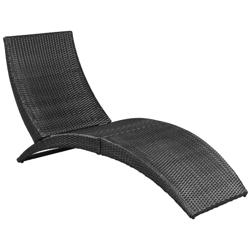 vidaXL fekete összecsukható polyrattan napozóágy párnával
