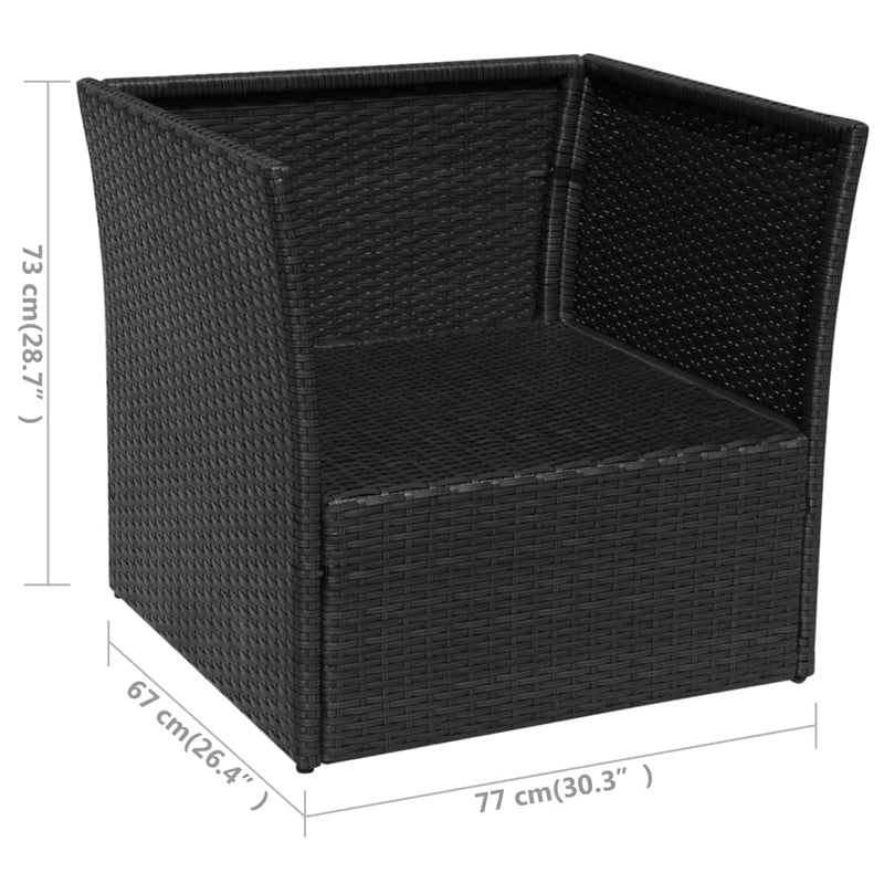 vidaXL fekete kerti polyrattan szék zsámollyal