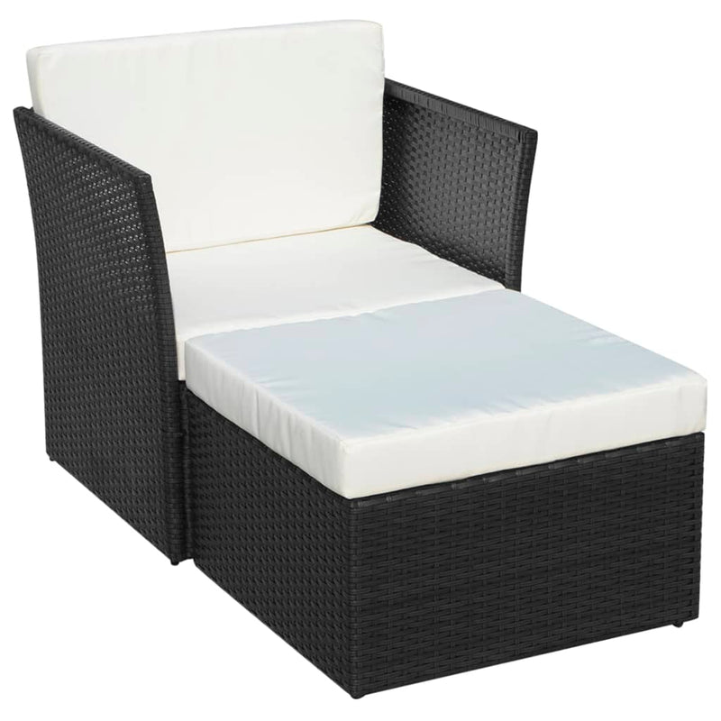 vidaXL fekete kerti polyrattan szék zsámollyal