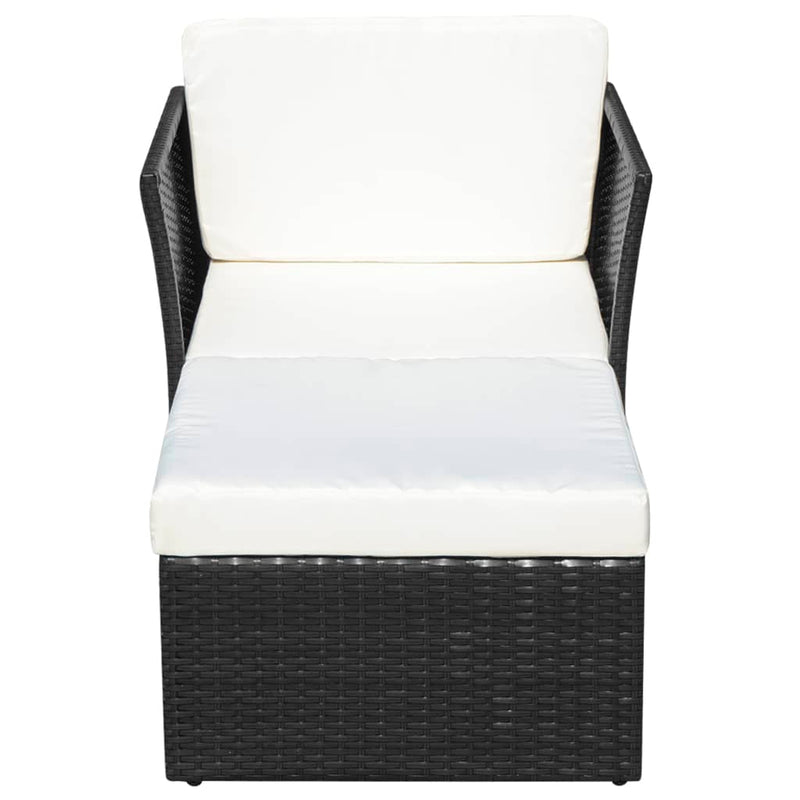 vidaXL fekete kerti polyrattan szék zsámollyal