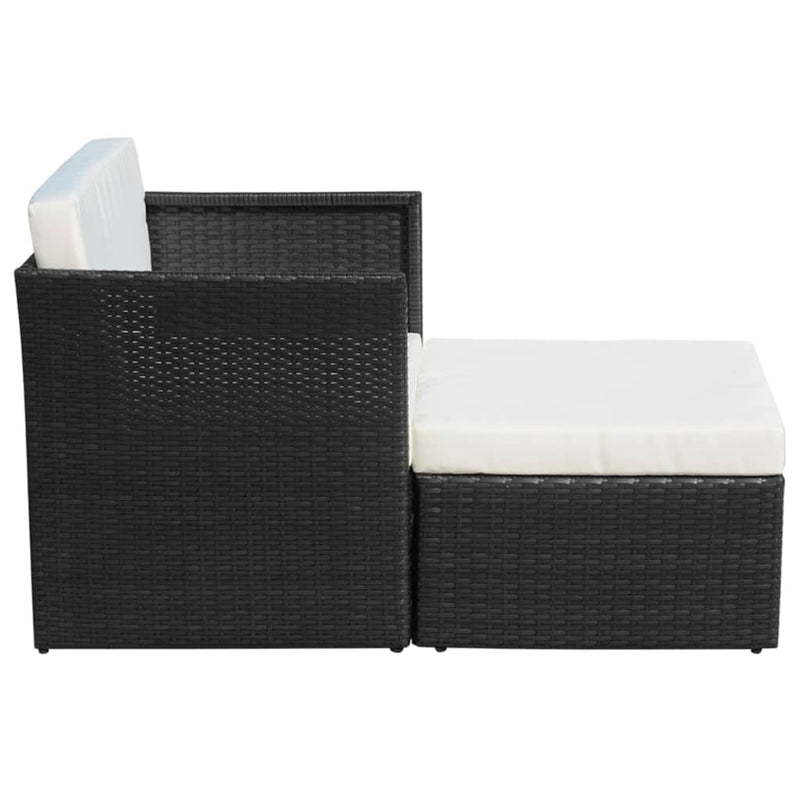 vidaXL fekete kerti polyrattan szék zsámollyal