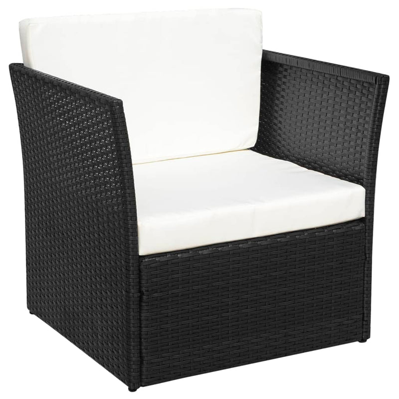 vidaXL fekete kerti polyrattan szék zsámollyal