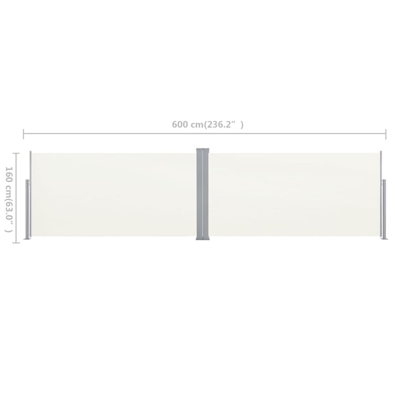 vidaXL összecsukható oldalsó napellenző 160x600 cm krém