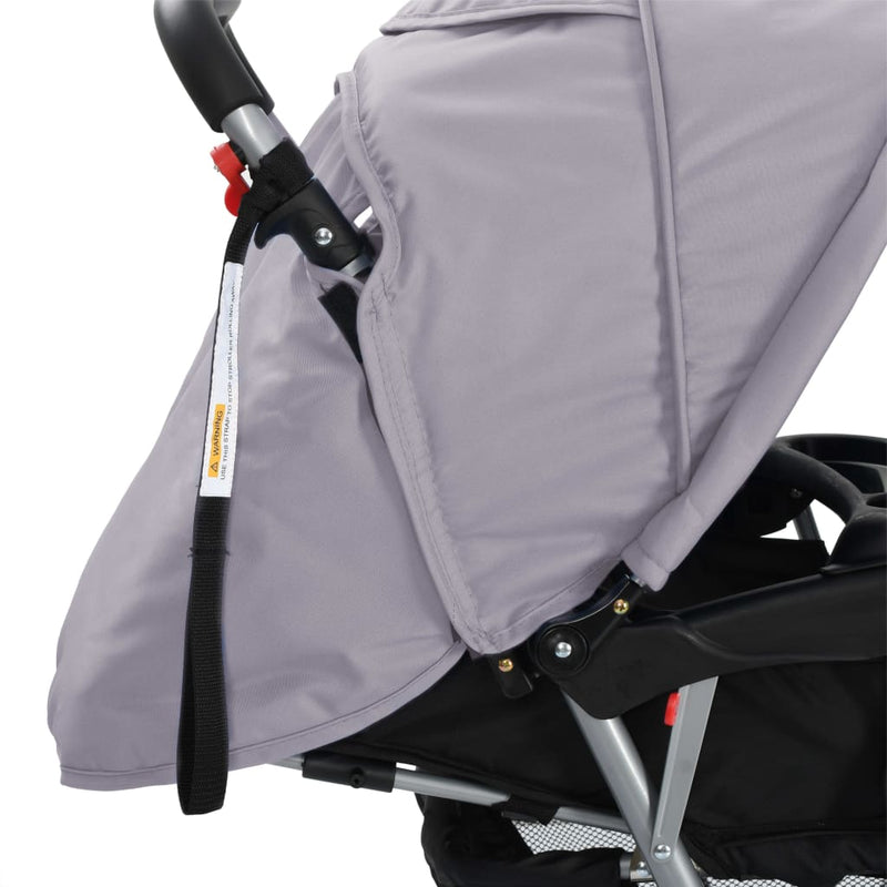 vidaXL acél szürke és fekete tandem babakocsi