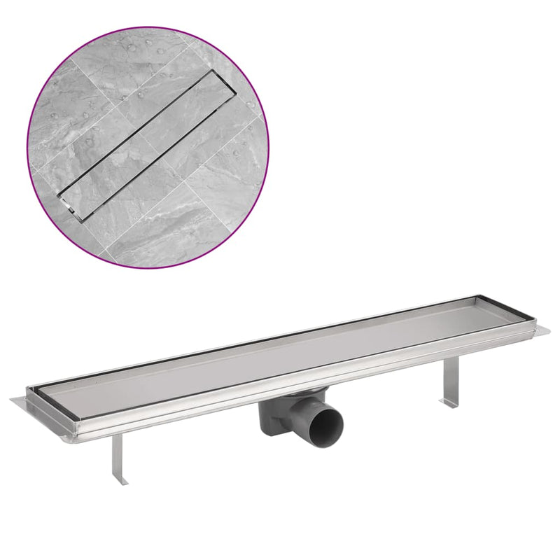 vidaXL 630x140 mm lineáris rozsdamentes acél zuhany lefolyó