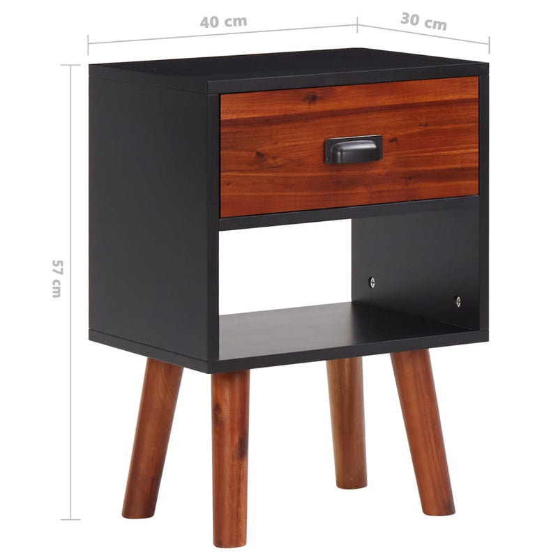 vidaXL 2 db tömör akácfa éjjeliszekrény 40 x 30 x 57 cm