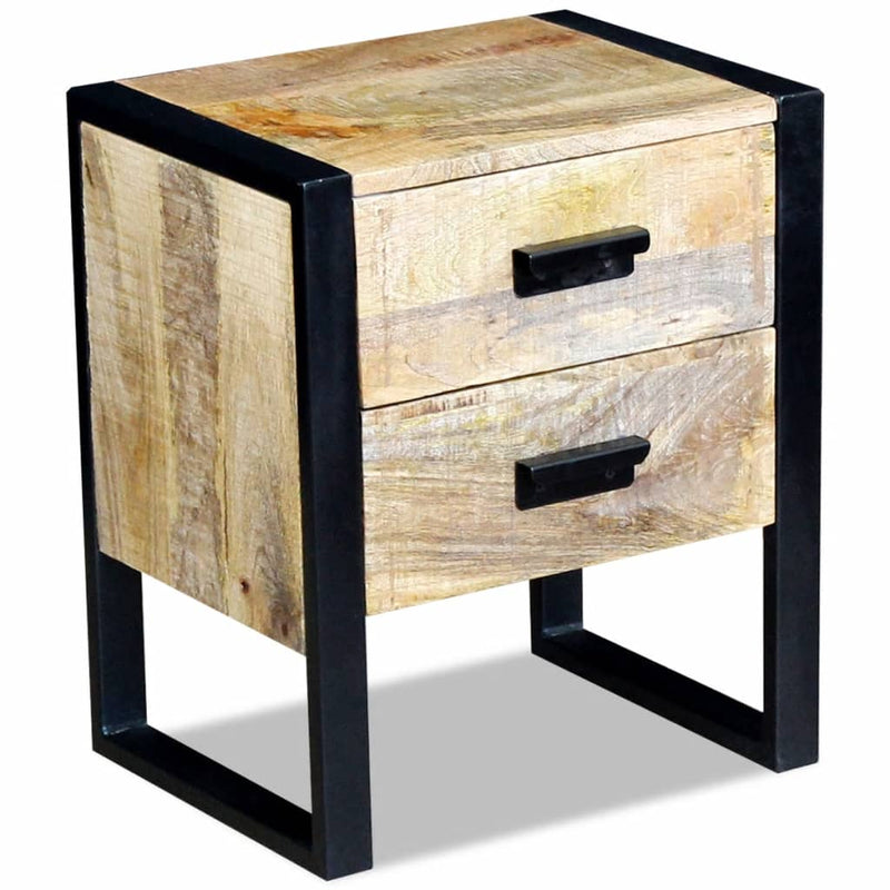 vidaXL 43x33x51 cm 2 fiókos tömör mangófa kis asztal