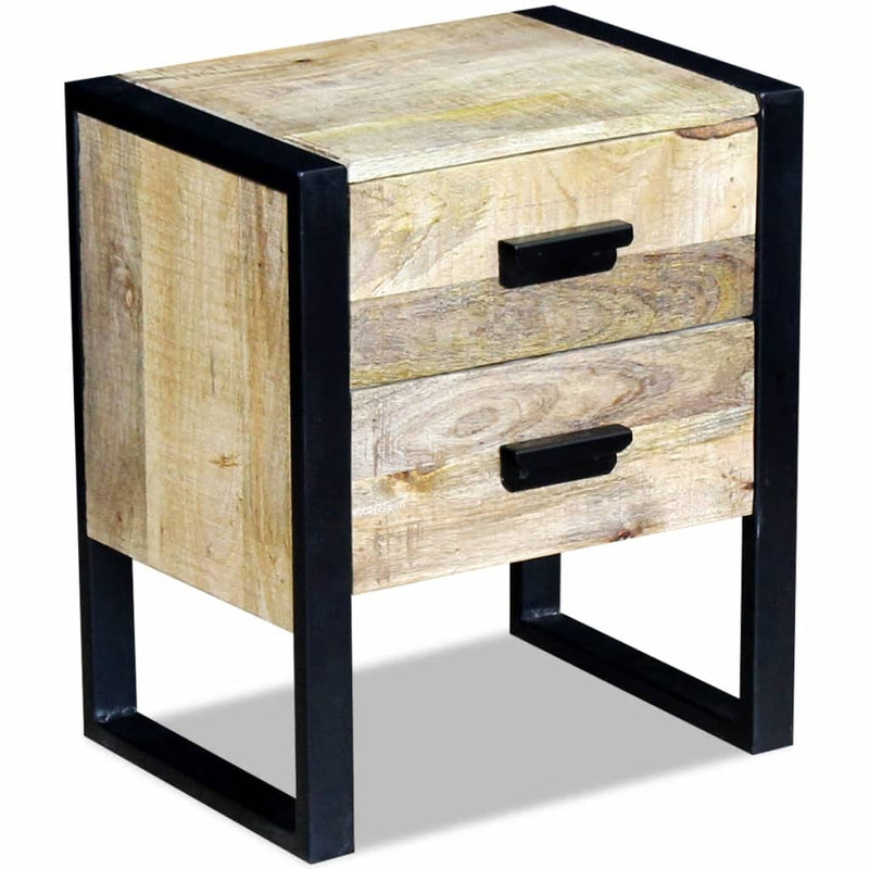 vidaXL 43x33x51 cm 2 fiókos tömör mangófa kis asztal